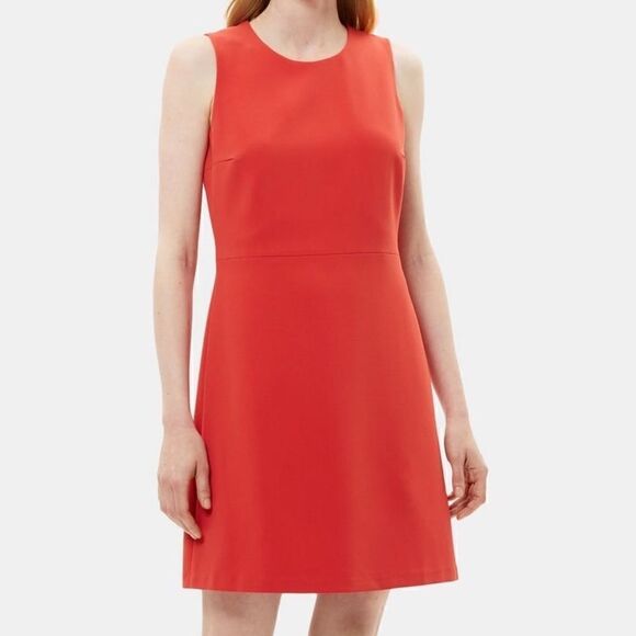 Theory NWT Sleeveless A-Line Dress in Crepe Color Poppy Size 2 - Picture 1 of 9